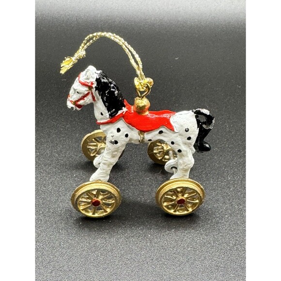 VINTAGE GERMAN HAND PAINTED MINI HORSE ON WHEELS - Picture 3 of 9